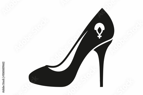 shoe high heel vector silhouette, woman high heel icon,shoe high heel vector silhouette, woman high heel icon, Isolated sign black female shoes with high heel on white background, Vector illustration.