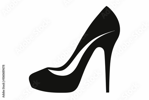 shoe high heel vector silhouette, woman high heel icon,shoe high heel vector silhouette, woman high heel icon, Isolated sign black female shoes with high heel on white background, Vector illustration.