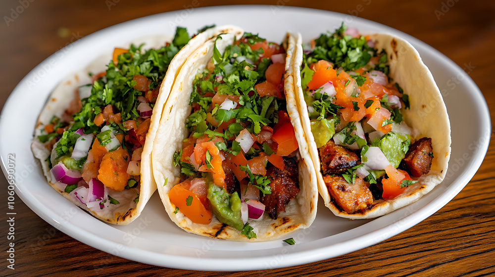 Delicious vegan tacos filled with fresh ingredients and vibrant toppings Delicious vegan tacos filled with fresh ingredients and vibrant toppings