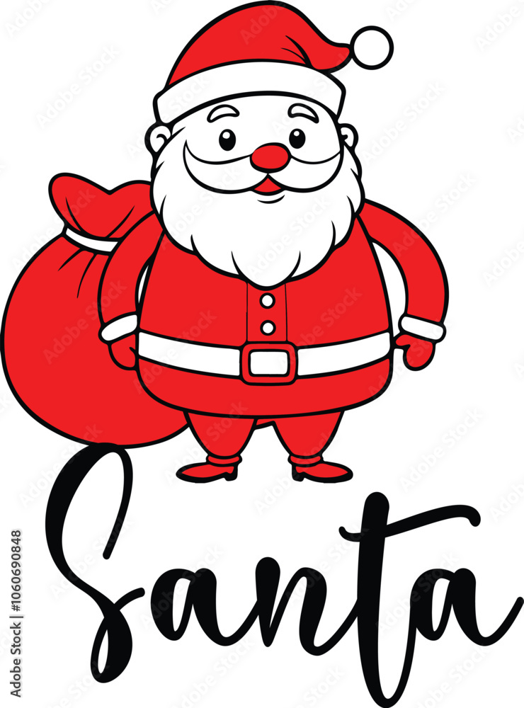 Santa christmas typography clip art design on plain white transparent isolated background for card, shirt, hoodie, sweatshirt, apparel, card, tag, mug, icon, poster or badge Santa christmas typography clip art design on plain white transparent isolated background for card, shirt, hoodie, sweatshirt, apparel, card, tag, mug, icon, poster or badge