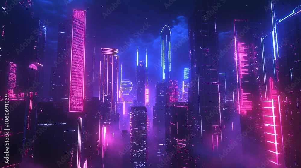 Cyberpunk Cityscape with Glowing Neon Lights Cyberpunk Cityscape with Glowing Neon Lights
