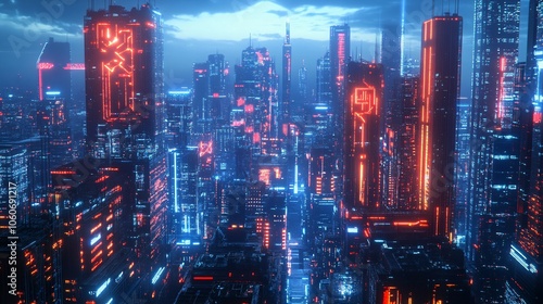 Wallpaper Mural Cyberpunk Cityscape with Neon Lights Torontodigital.ca