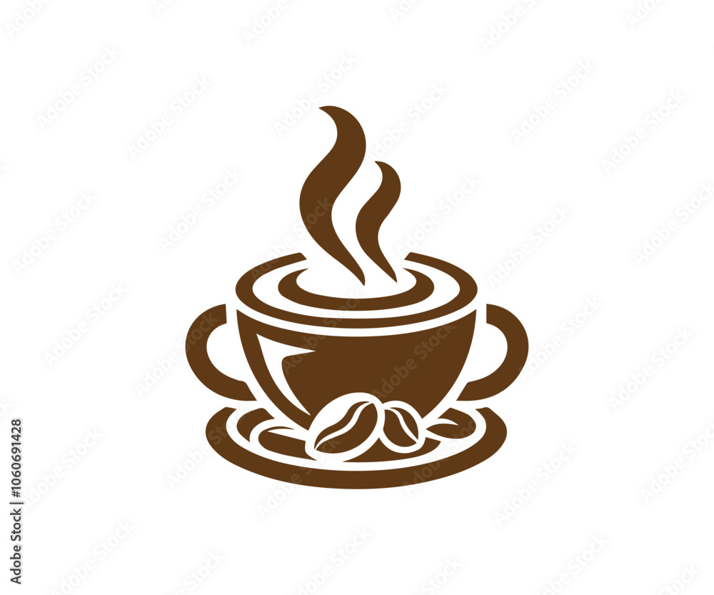 Obraz premium Symbols of coffee cups and mugs isolated on a white background, Color logo and icon design of coffee vector, set of tea and teapot icon