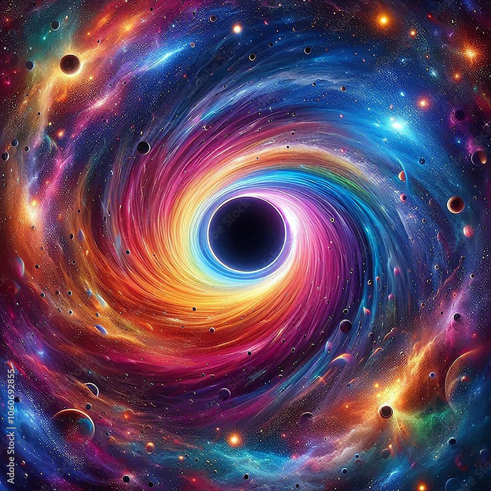 Black hole swallows rainbow-colored universe Black hole swallows rainbow-colored universe