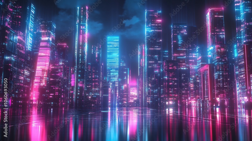 Neon Cityscape at Night Neon Cityscape at Night