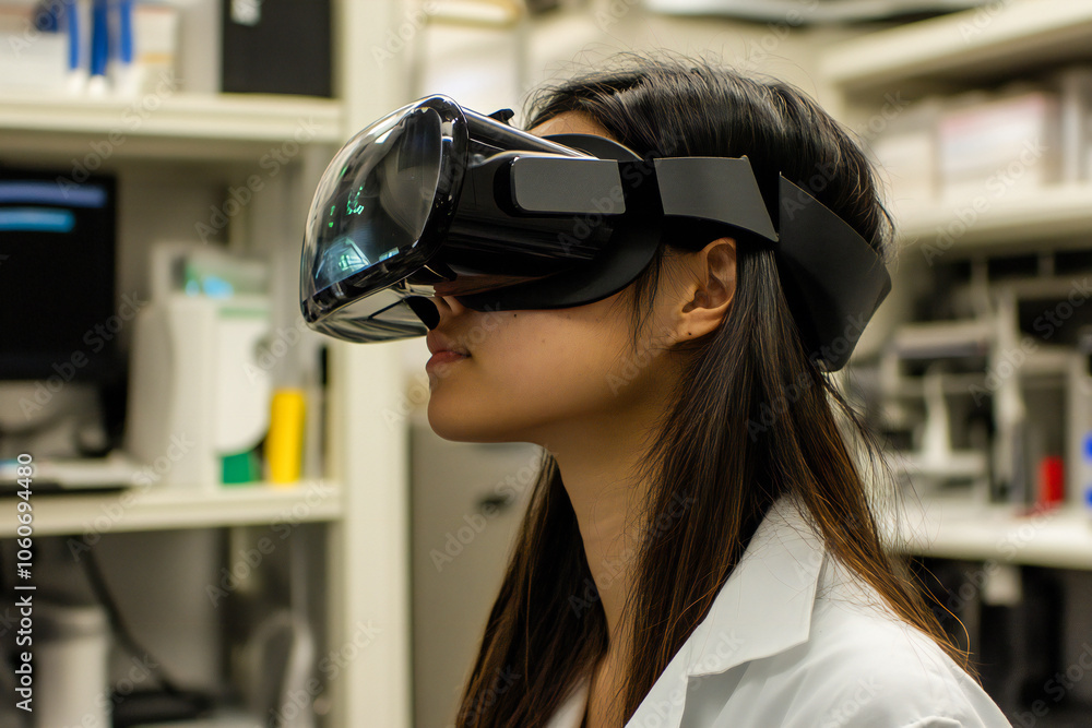 Innovative VR research conducted by scientist in lab Innovative VR research conducted by scientist in lab
