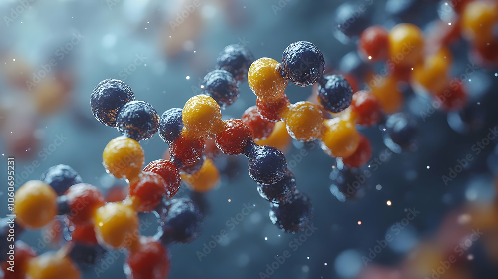 3D Render of Colorful Molecular Structure 3D Render of Colorful Molecular Structure