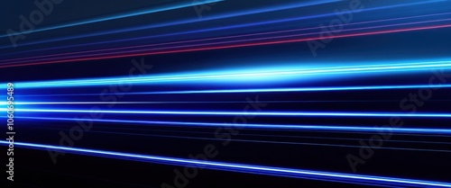 High-speed light trails, futuristic highway, neon blue streaks, motion blur, dynamic perspective, digital landscape, cyber tunnel, long exposure, abstract technology concept, glowing lines, speed of l