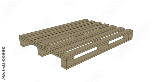 Vector Wooden pallet isometric illustration isolated on transparent background.