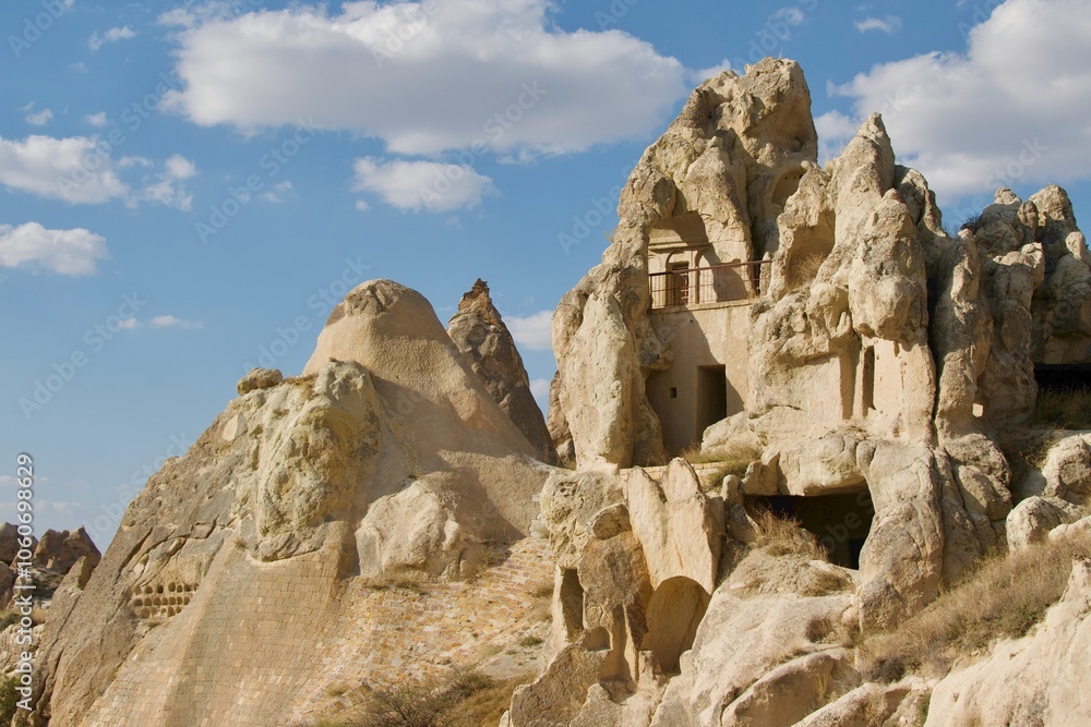 Different landscape of tuff formation in Goreme Historical National Park in Cappadocia, Turkey