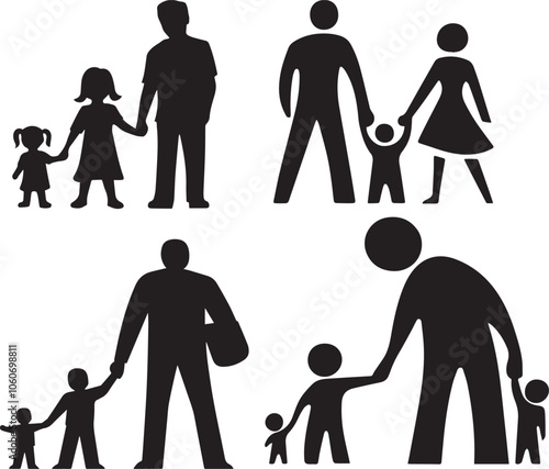 Family joins hands silhouette