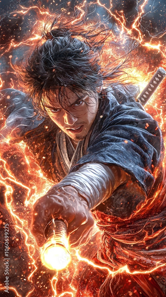 Fiery Samurai Warrior. Fiery Samurai Warrior.