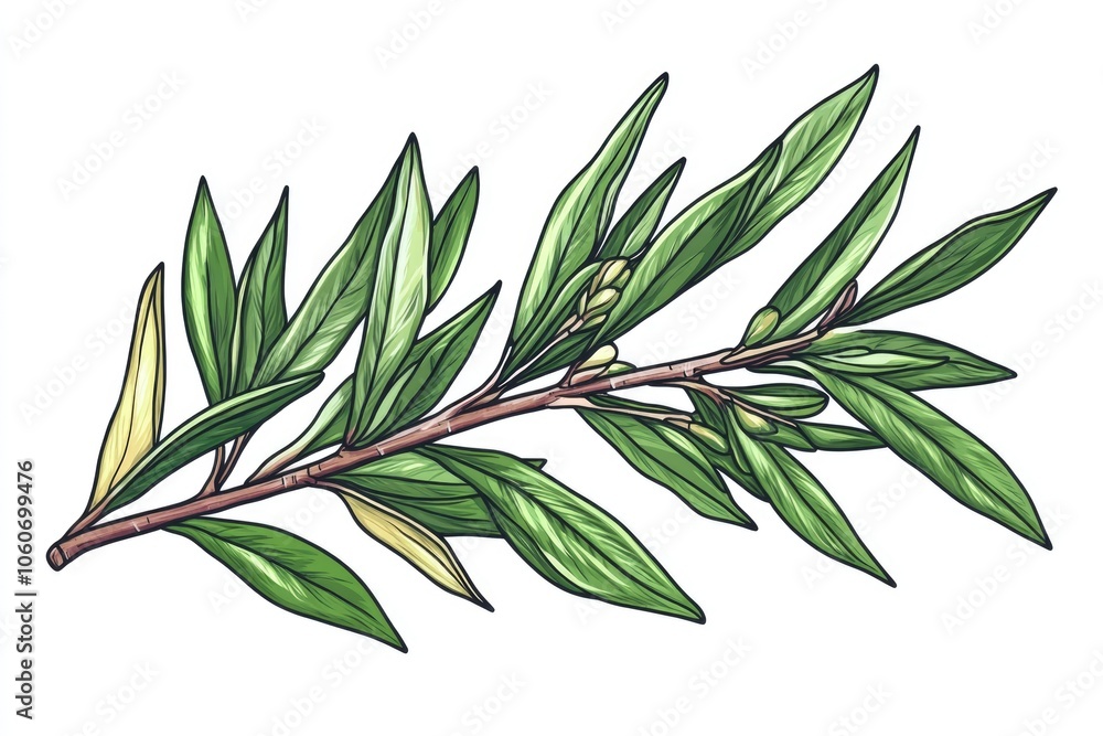 Fototapeta premium Fresh Tea Tree Branch. Natural Herbal Ingredient for Aromatherapy and Cosmetics