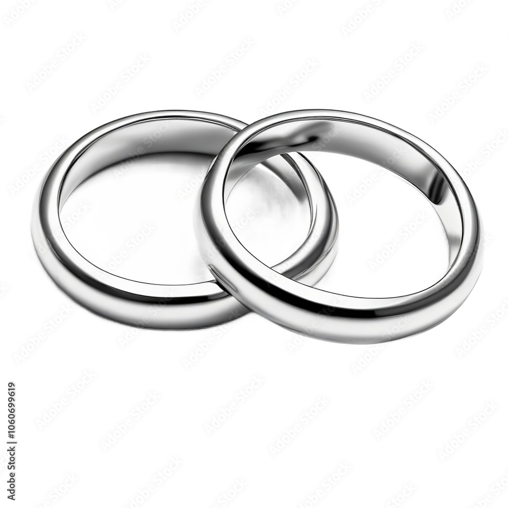 Simple silver rings joined on one side - Generative A.I Simple silver rings joined on one side - Generative A.I