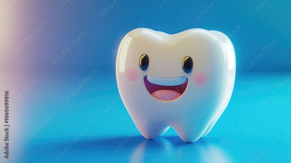 A cartoon tooth with a big smile, looking happy and healthy. A cartoon tooth with a big smile, looking happy and healthy.