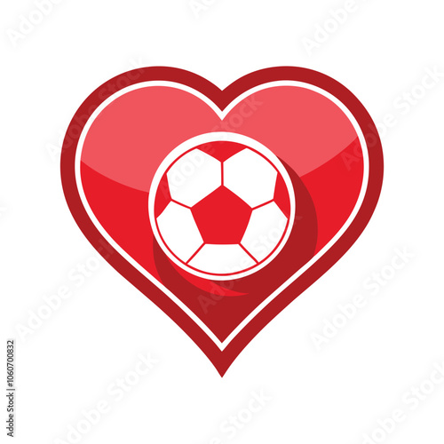 Soccer Ball Heart Shape Cartoon. Soccer ball heart