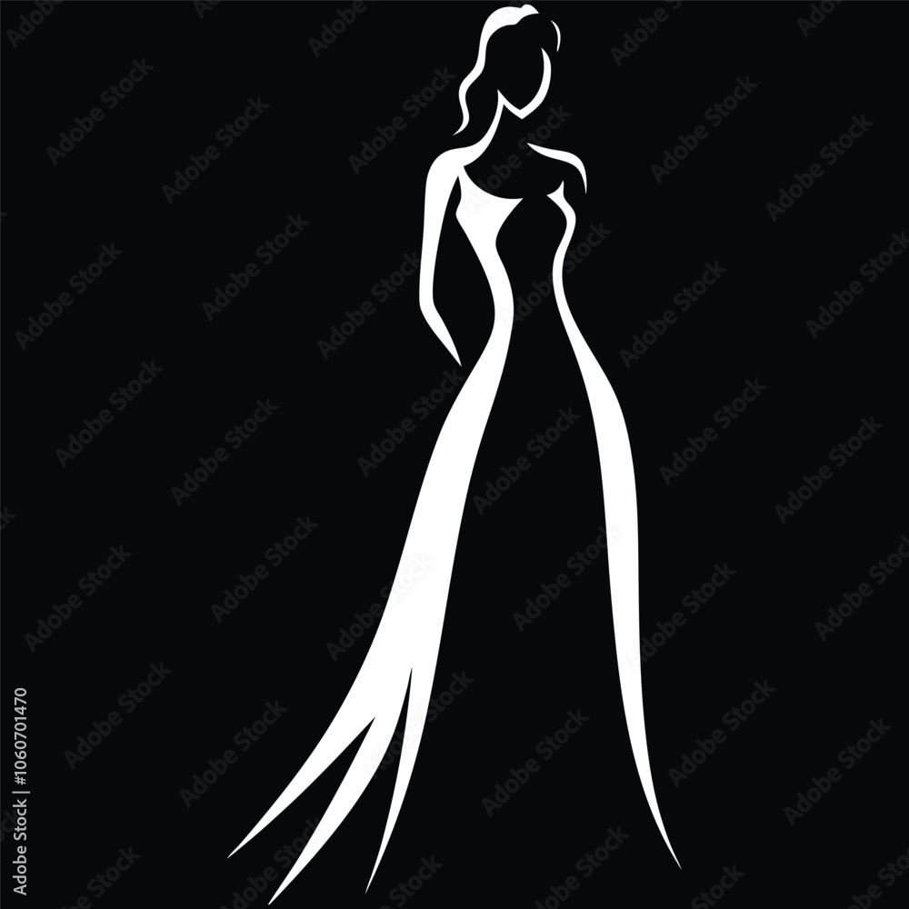 Elegant Silhouette of a Woman in a Gown Elegant Silhouette of a Woman in a Gown