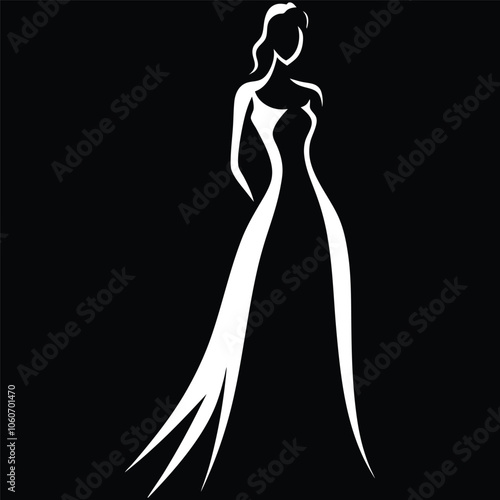 Elegant Silhouette of a Woman in a Gown