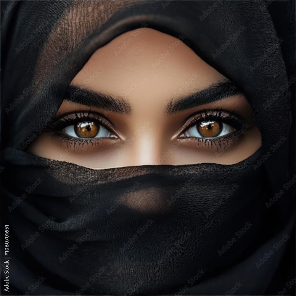 Close-up photo of a Muslim woman's eyes Close-up photo of a Muslim woman's eyes