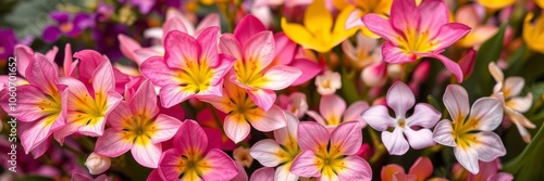 Close-up shot of a vibrant bouquet of colorful flowers in full bloom, bouquet, botany