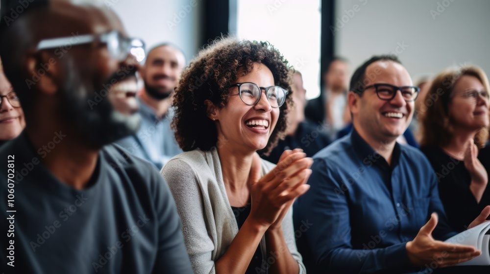 A joyful assembly of diverse individuals applauding enthusiastically, capturing the essence of unity and celebration. A joyful assembly of diverse individuals applauding enthusiastically, capturing the essence of unity and celebration.