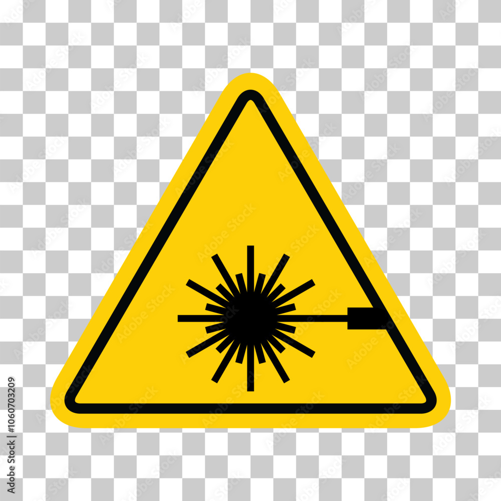 Laser radiation danger label icon, safety protection information symbol vector illustration . Laser radiation danger label icon, safety protection information symbol vector illustration .