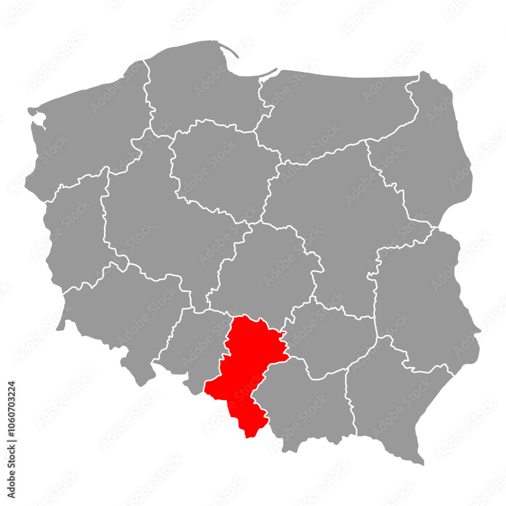 Silesia of Poland map shape, travel web flat concept icon vector illustration . Silesia of Poland map shape, travel web flat concept icon vector illustration .