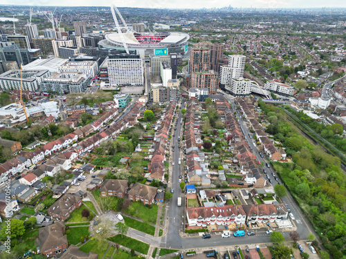 Photography Aerial View of Downtown and Central Wembley London City of England Great Britain