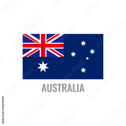 Australia flag icon. The country sign. Rectangle shape. Isolated on a white background. Vector image.