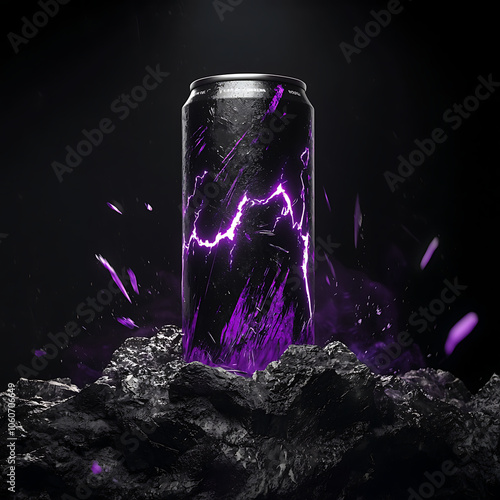 black Can with Purple Lightning Accents