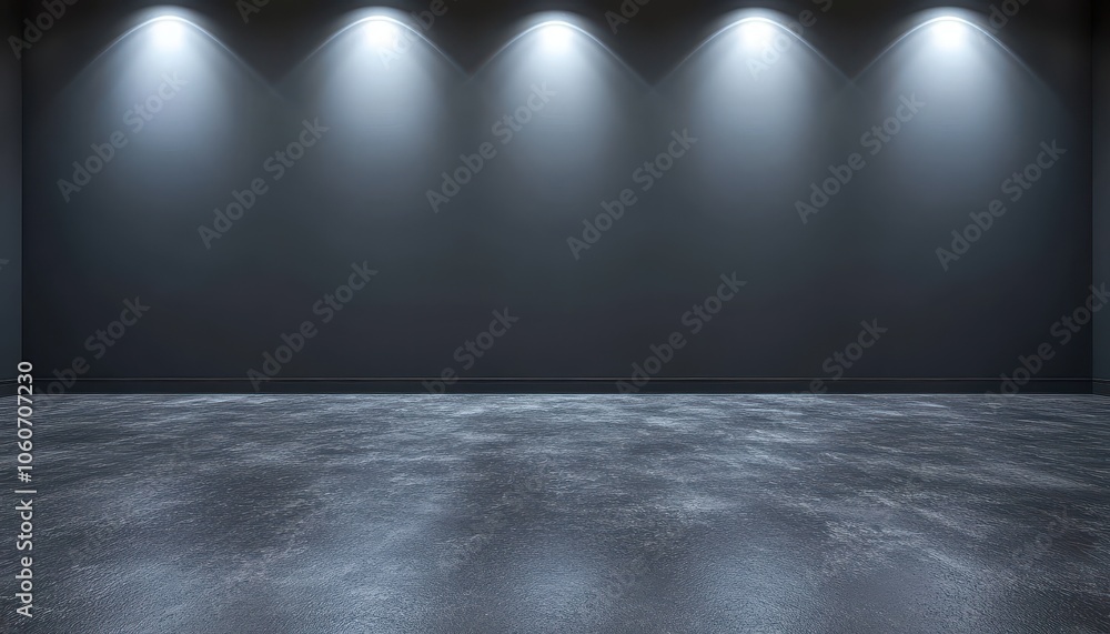 Elegant dark room with blank wall and ample copy space illuminated at night Elegant dark room with blank wall and ample copy space illuminated at night