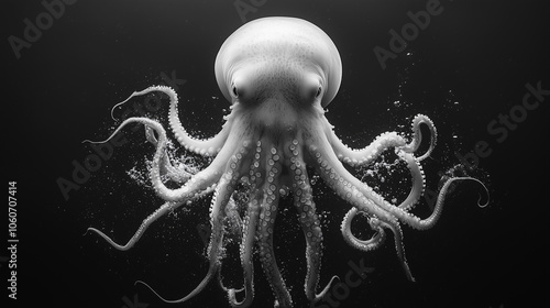 Close-Up of an Octopus in Black and White photo