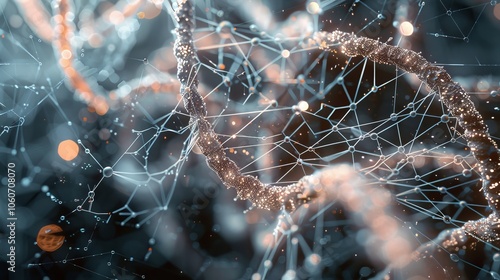 Intricate fusion of spider web, dna helix, and network design symbolizing life and connectivity photo