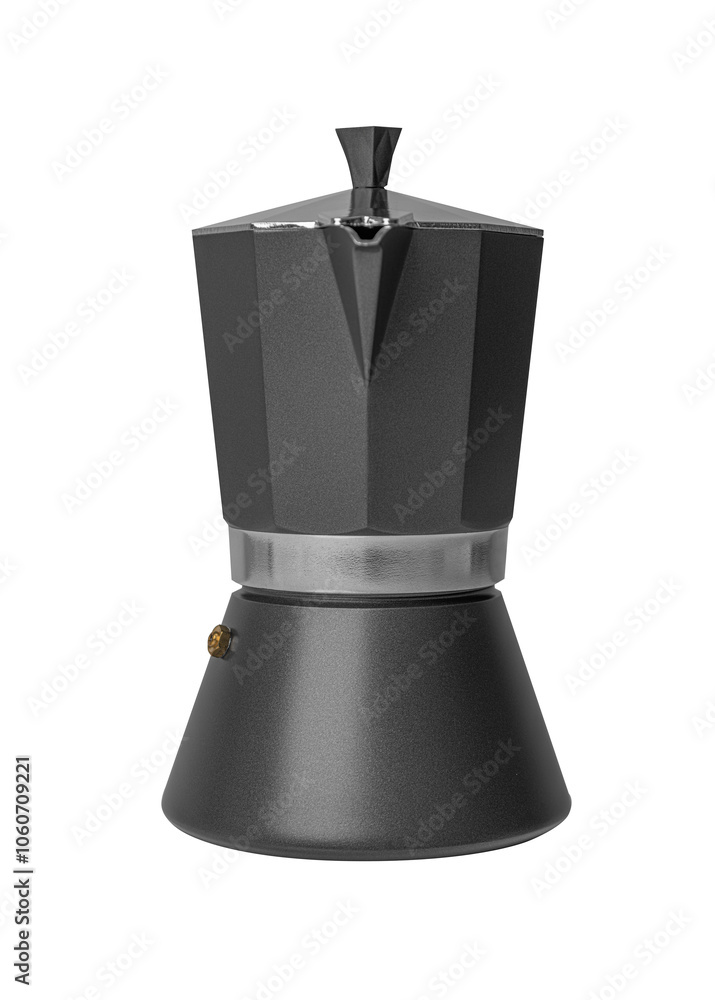 Geyser coffee maker isolated on white background.