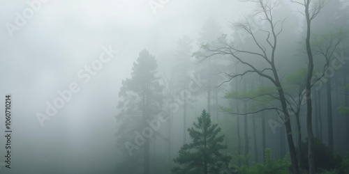 A stunning foggy forest wallpaper, perfect for creating a serene and mysterious atmosphere in any room, beauty, mist