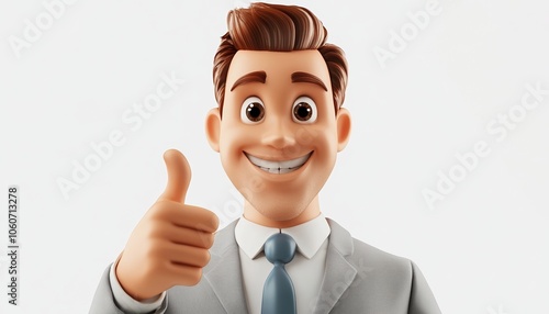 Happy Man Showing Thumbs Up Gesture with Big Smile Blue Background