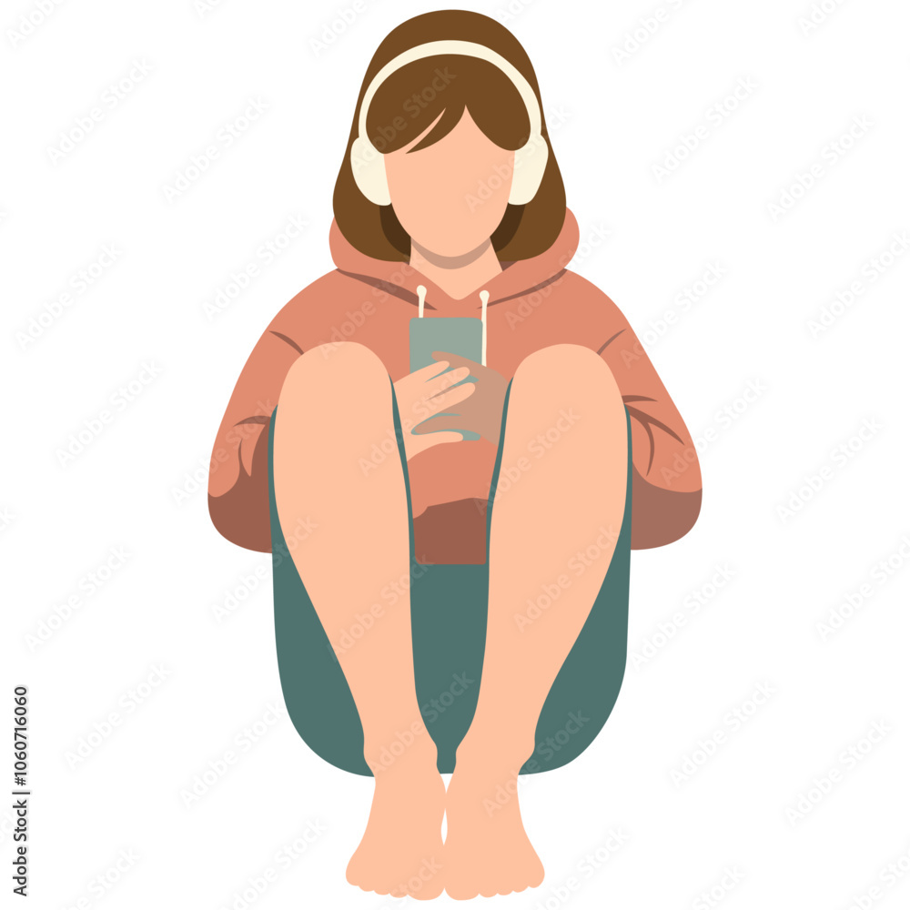 Fototapeta premium Woman Listen to Music on Phone.