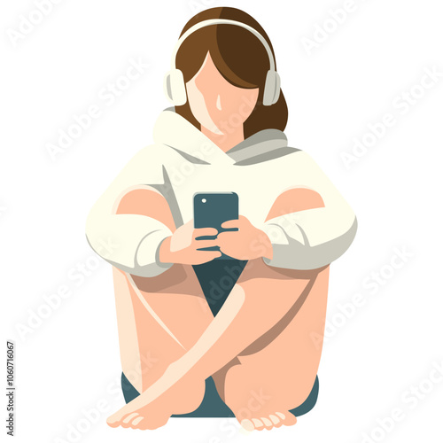 Woman Listen to Music on Phone.