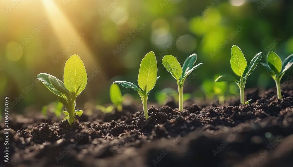 Fototapeta premium Growing plants represent the journey of business success and financial growth