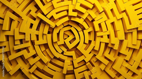 Intricate yellow maze pattern, captivating and engaging for design purposes.