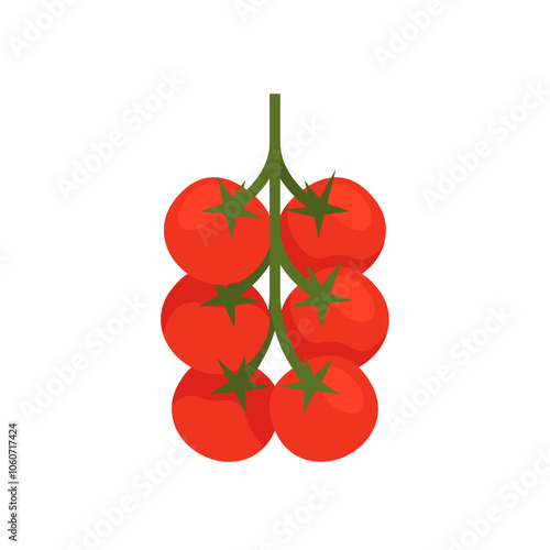Cherry Tomatoes, isolated flat illustration in transparent background