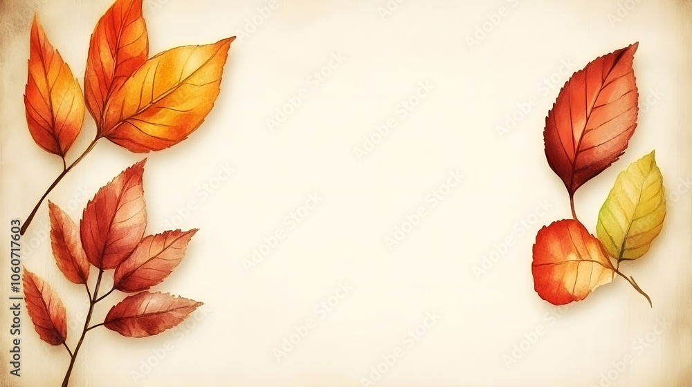 Obraz premium A decorative illustration featuring autumn leaves on a textured background.