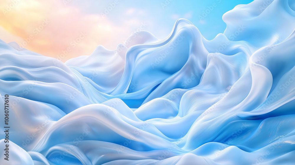 Obraz premium serene landscape of soft, flowing blue waves evokes sense of calm and tranquility