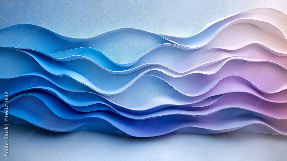 Fototapeta premium Flowing waves in shades of blue and purple create serene atmosphere