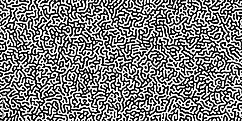 Turing reaction diffusion monochrome seamless pattern with chaotic motion .Linear design with biological shapes. Organic lines in memphis. abstract turing organic wallpaper background .
Turing reaction diffusion monochrome seamless pattern with chaotic motion .Linear design with biological shapes. Organic lines in memphis. abstract turing organic wallpaper background .