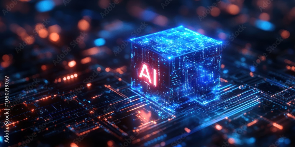 AI Cube on a Circuit Board AI Cube on a Circuit Board