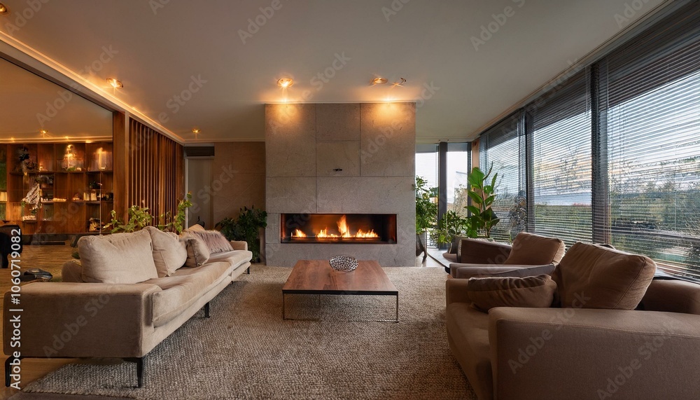 Fototapeta premium 별장의 벽난로가 따뜻한 느낌을 준다