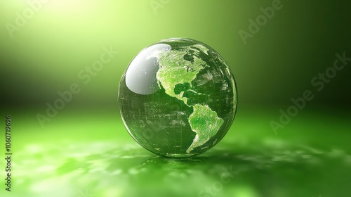 An abstract design representing green energy with a green-toned Earth at the center.