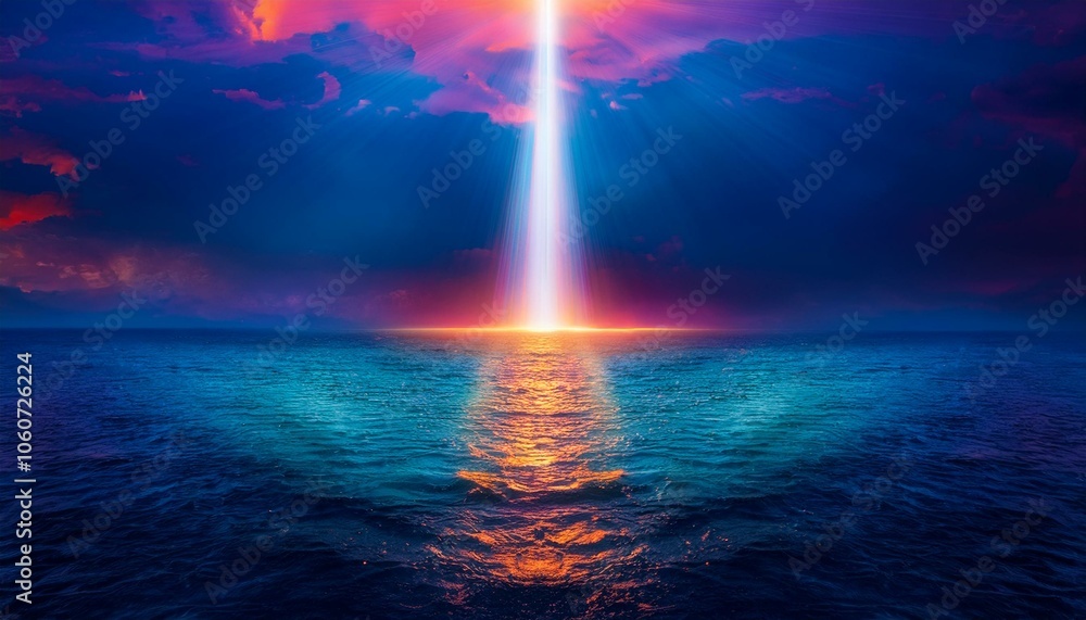 바다에서 하늘로 솟구치는 빛기둥