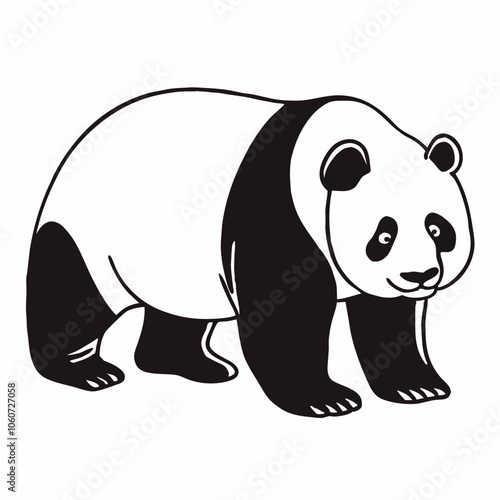 Panda: Bold Line Art on White Background